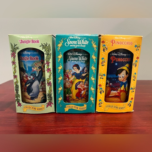 Vintage 1994 Walt Disney Collector Series Cups Plastic Burger King Lot 3, NIB - Picture 1 of 5